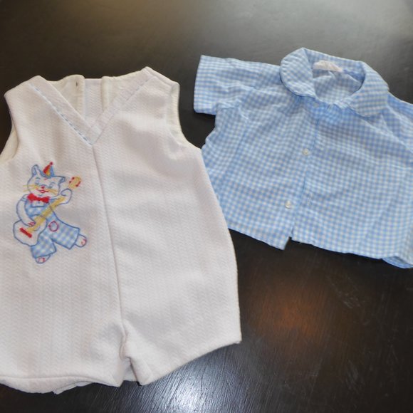 Vintage Tiny Tots Original Baby Boy 2 Piece Romper Outfit - Picture 4 of 4